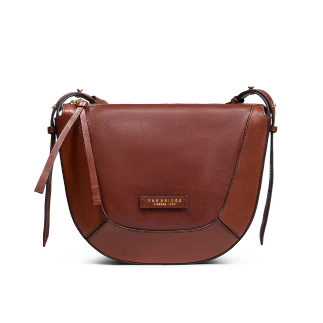 the-bridge-fedora-borsa-a-tracolla-piccola-in-pelle-marrone-oro image 1