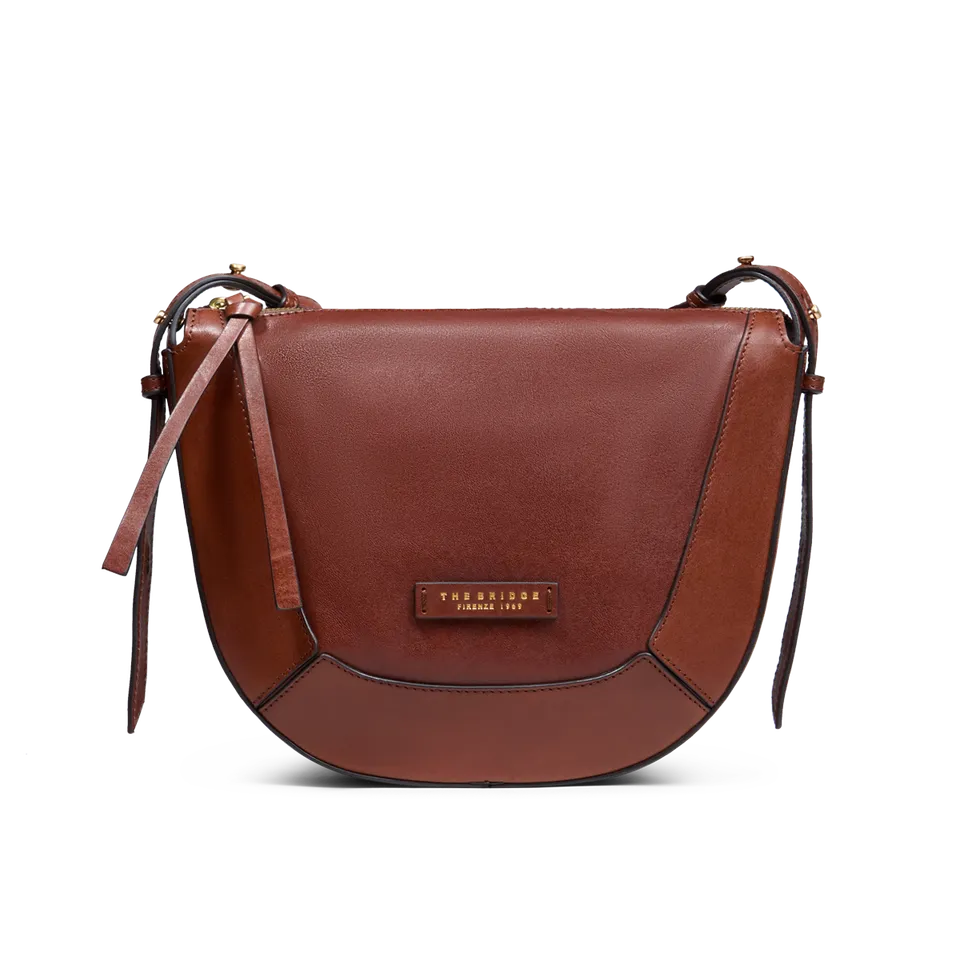 the-bridge-fedora-borsa-a-tracolla-piccola-in-pelle-marrone-oro image 1