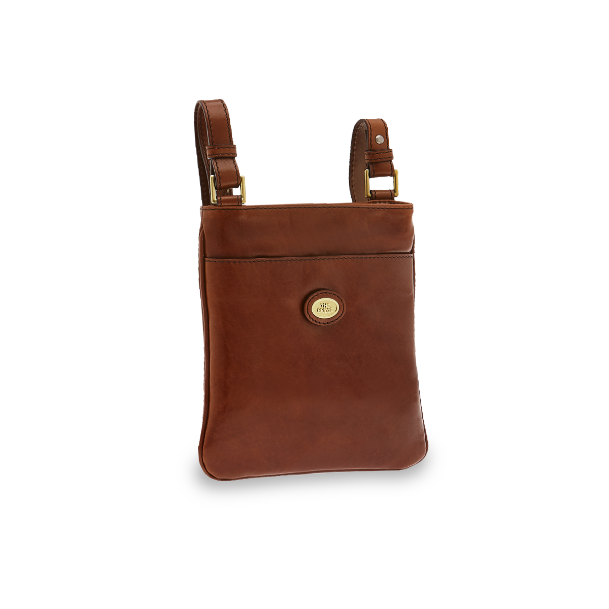 the-bridge-borsello-uomo-in-pelle-con-zip-marrone-oro image 1