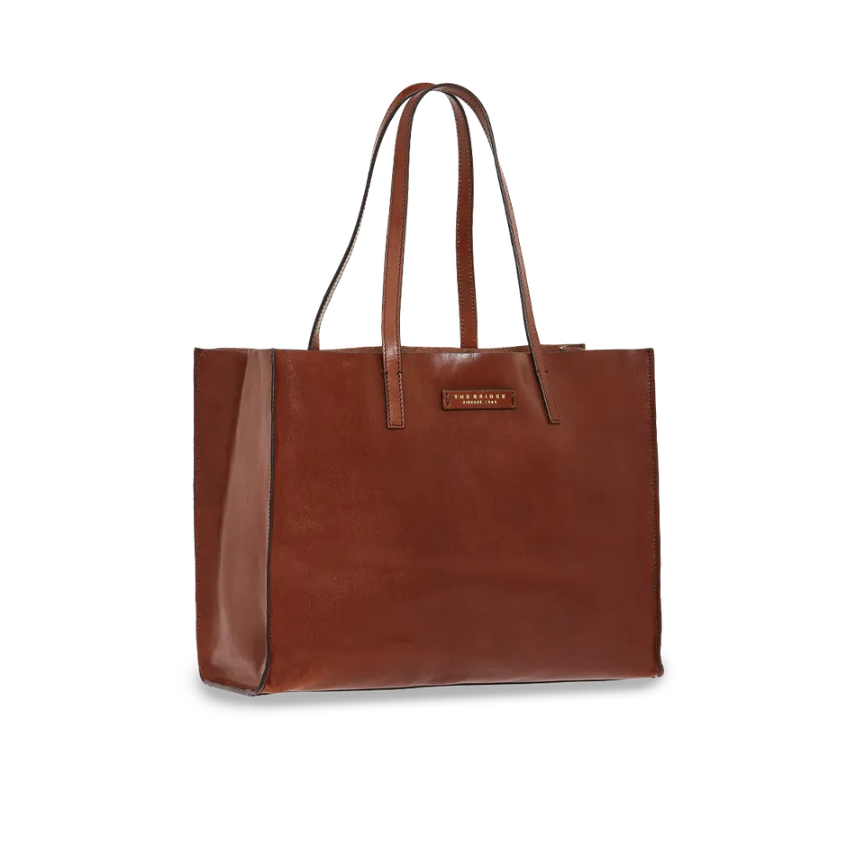 the-bridge-mirra-shopper-in-pelle-marrone-oro image 1