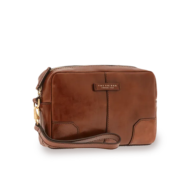 the-bridge-borsello-uomo-in-pelle-marrone-oro-una-zip-compatto image 1