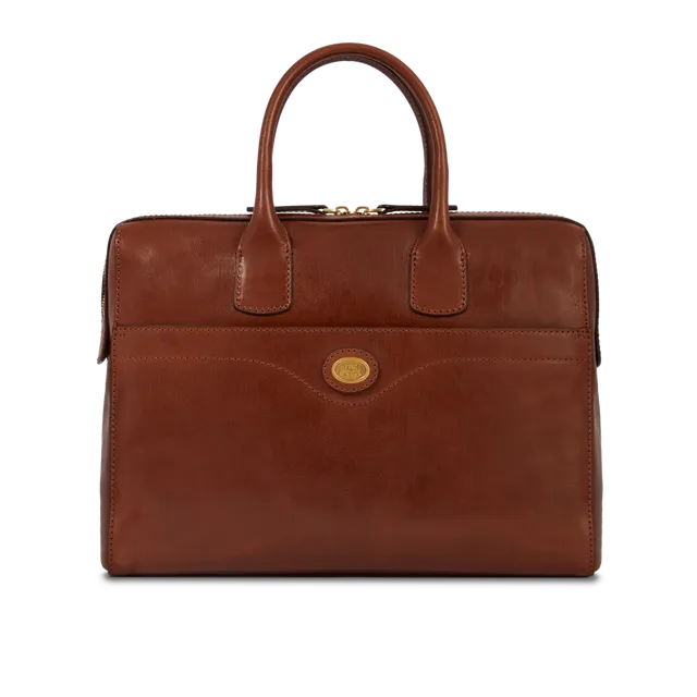 the-bridge-double-function-borsa-in-pelle-porta-pc-da-donna-marrone-oro image 1