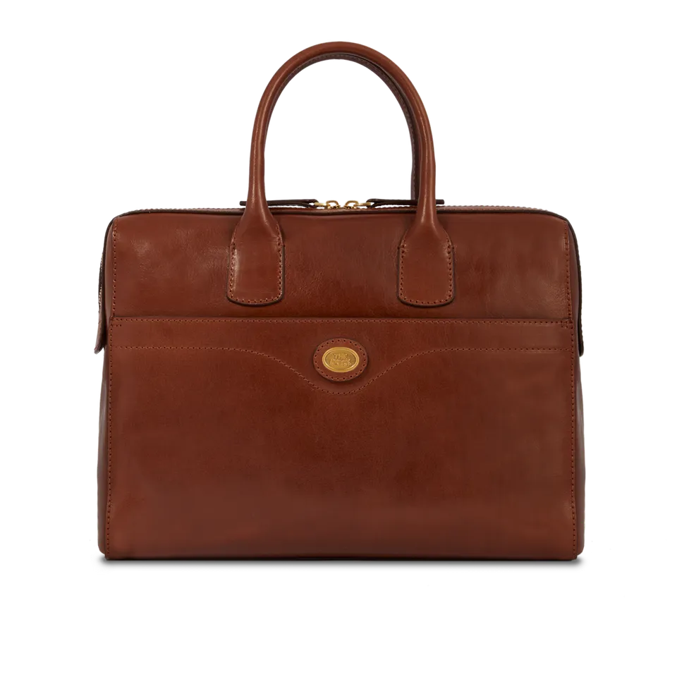 the-bridge-double-function-borsa-in-pelle-porta-pc-da-donna-marrone-oro image 1