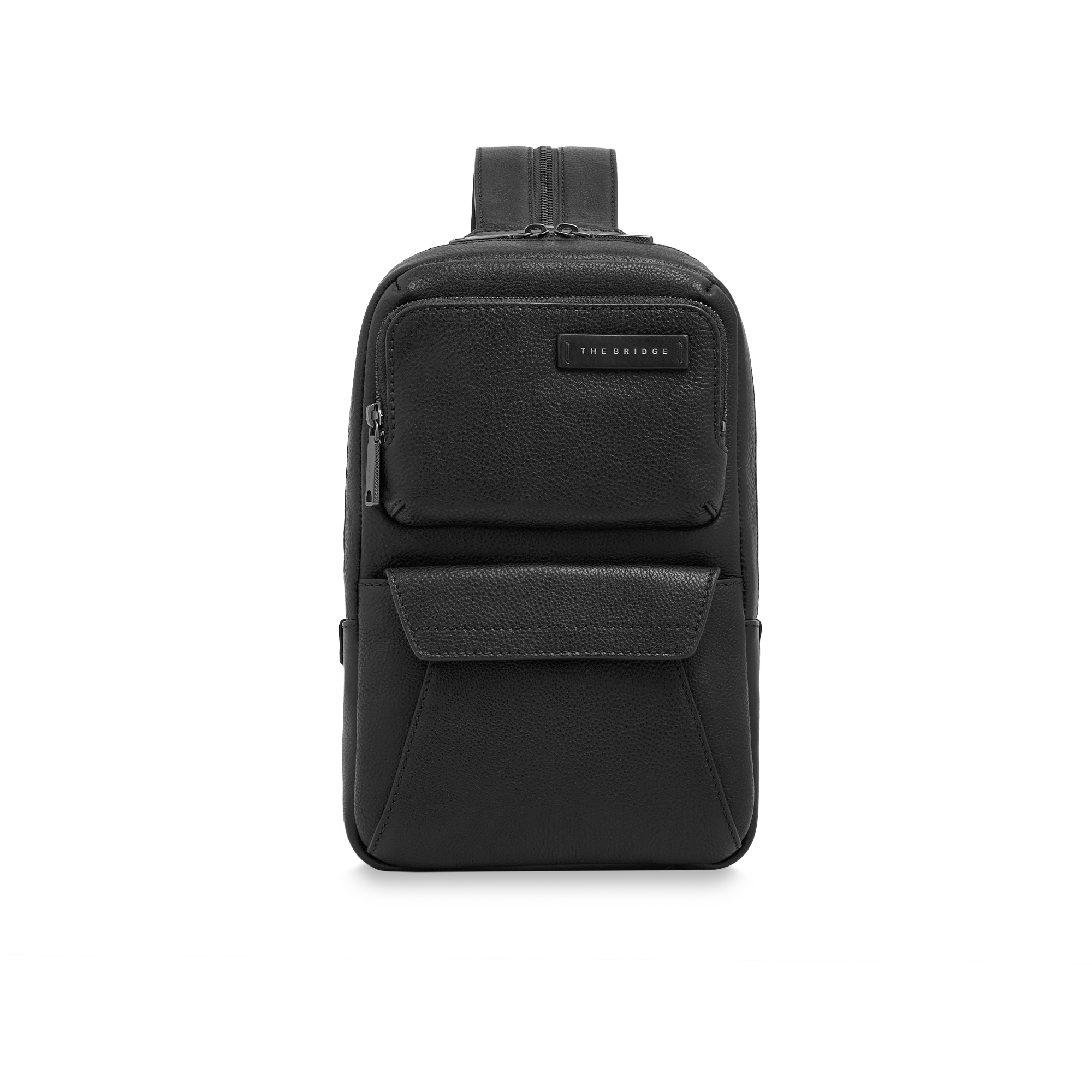 the-bridge-zaino-monospalla-uomo-in-pelle-con-zip-e-tasche-frontali image 1