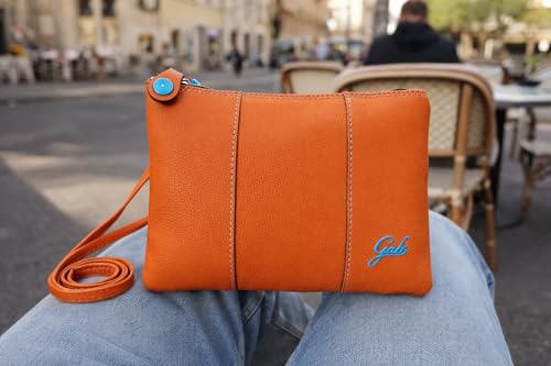 gabs-beyonce-m-basic-pochette-tracolla-in-pelle-orange-logo-azzurro image 7