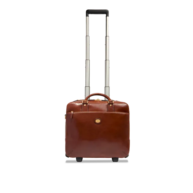the-bridge-trolley-in-pelle-marrone-oro-da-viaggio-professionale image 1
