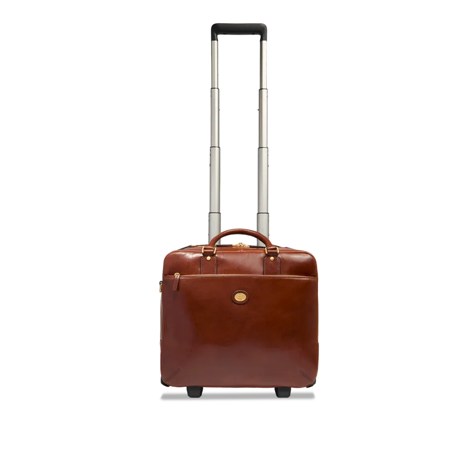 the-bridge-trolley-in-pelle-marrone-oro-da-viaggio-professionale image 1