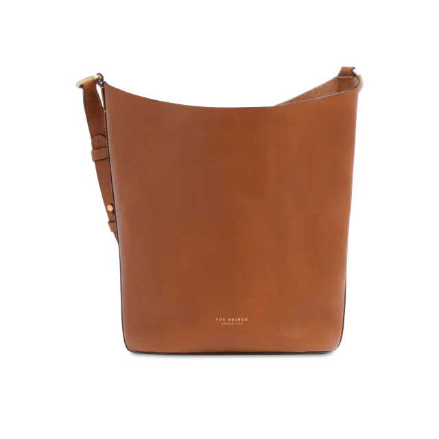 the-bridge-borsa-secchiello-luce-soft-in-pelle-cognac-oro image 1