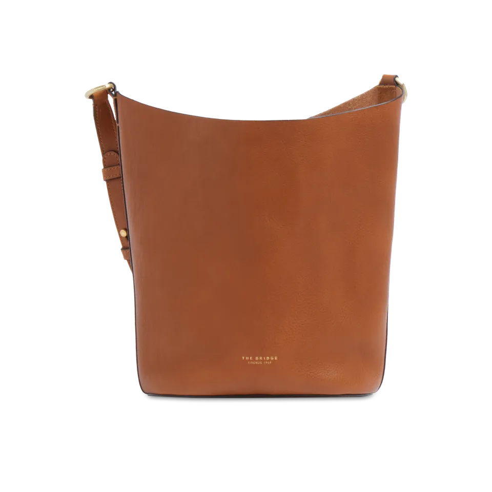 the-bridge-borsa-secchiello-luce-soft-in-pelle-cognac-oro image 1