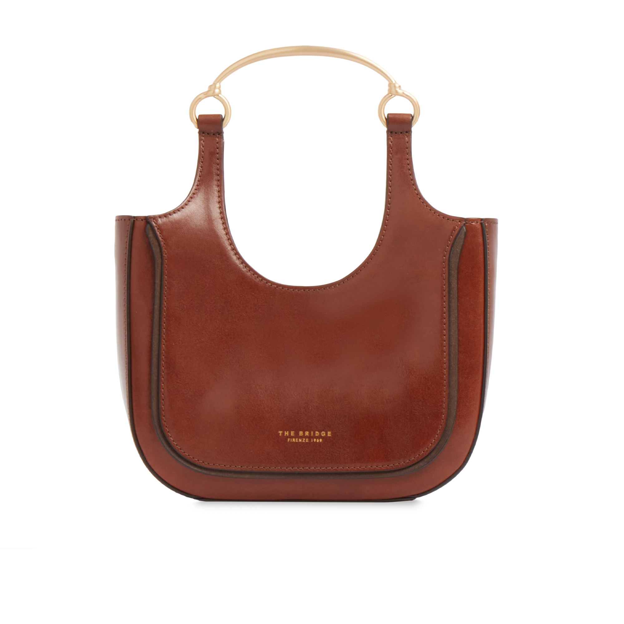 the-bridge-luce-borsa-hobo-mini-in-pelle-bovina-marrone-oro-con-manico-gioiello image 1