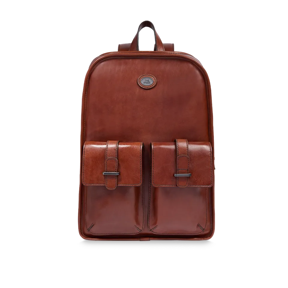 the-bridge-isaia-zaino-in-pelle-uomo-con-zip-e-tasche-frontali-marrone image 1