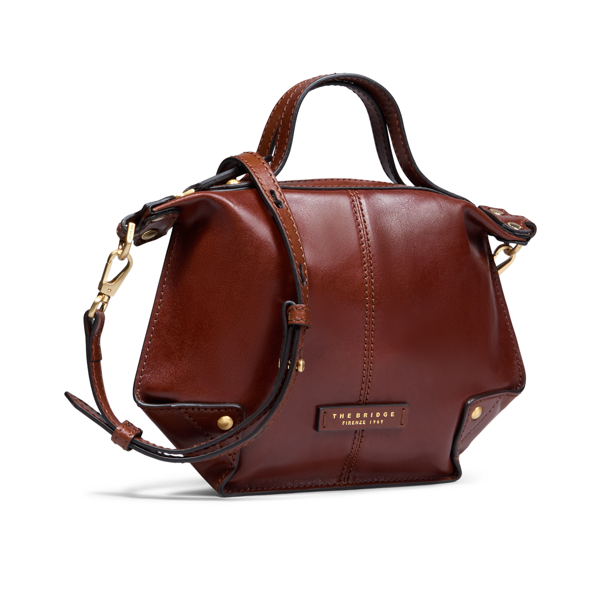 the-bridge-borsa-tracolla-s-in-pelle-marrone-oro-con-chiusura-zip image 2