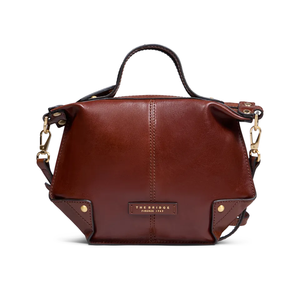 the-bridge-borsa-tracolla-s-in-pelle-marrone-oro-con-chiusura-zip image 1