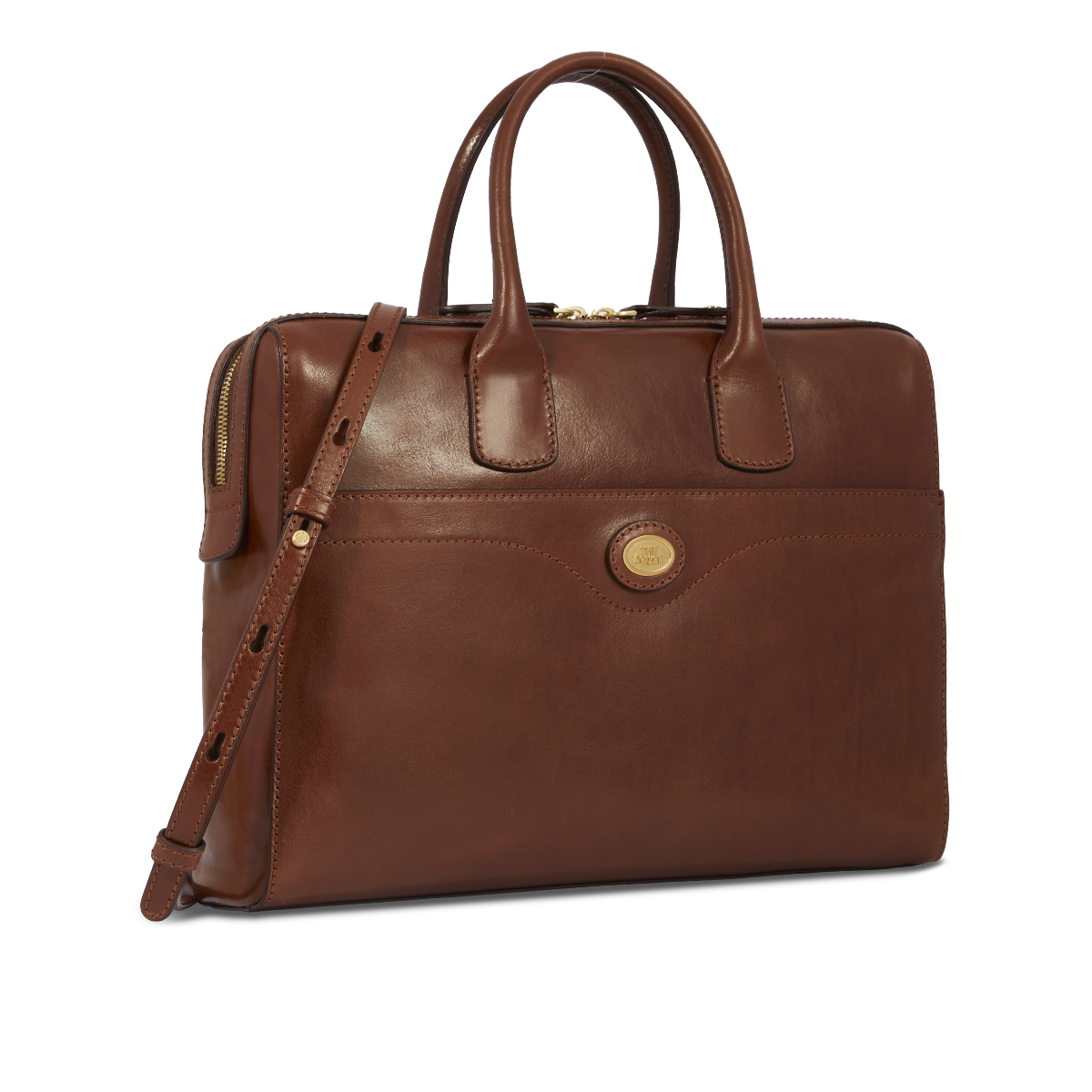 the-bridge-double-function-borsa-in-pelle-porta-pc-da-donna-marrone-oro image 2