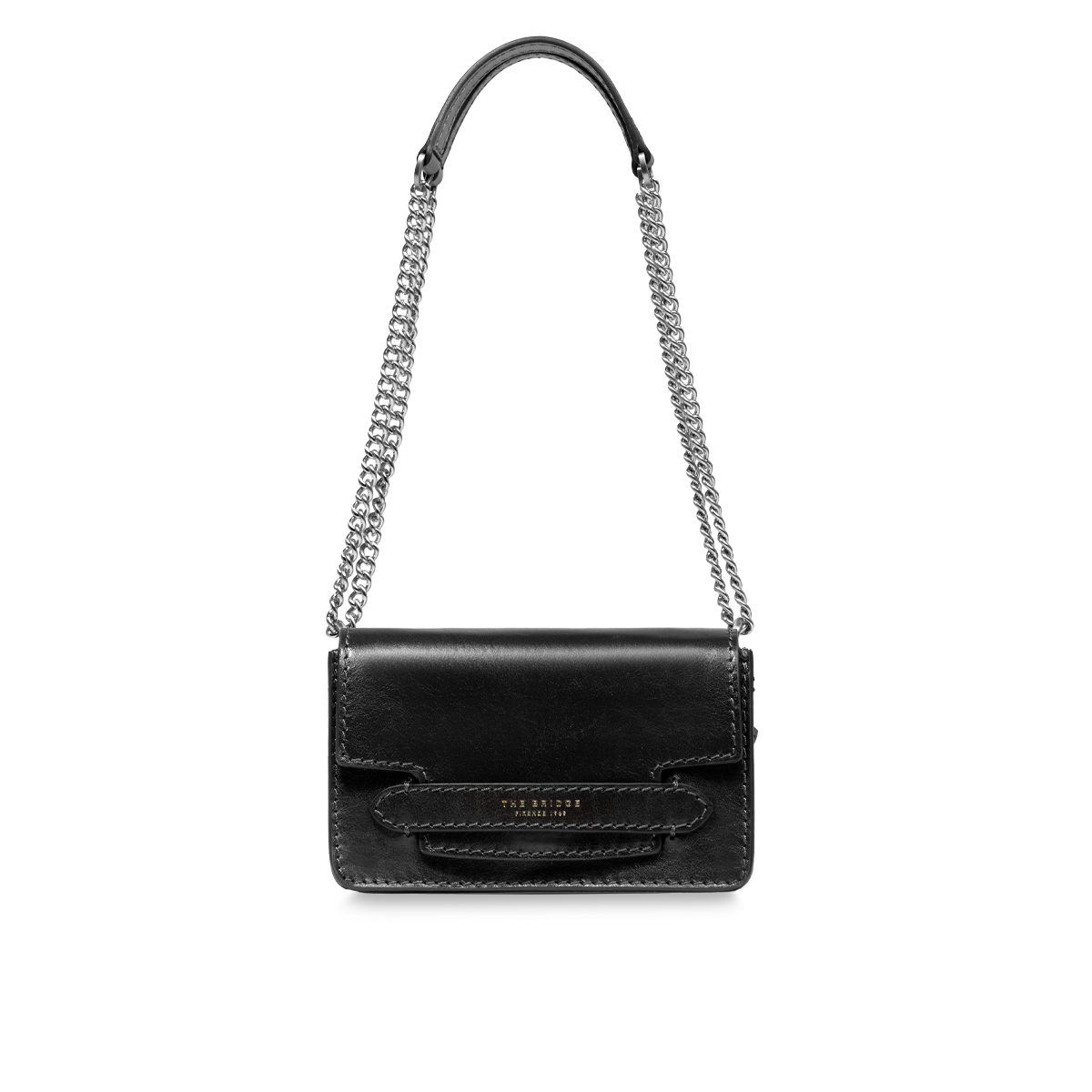 the-bridge-lucrezia-borsa-tracolla-in-pelle-nera-con-catena image 1