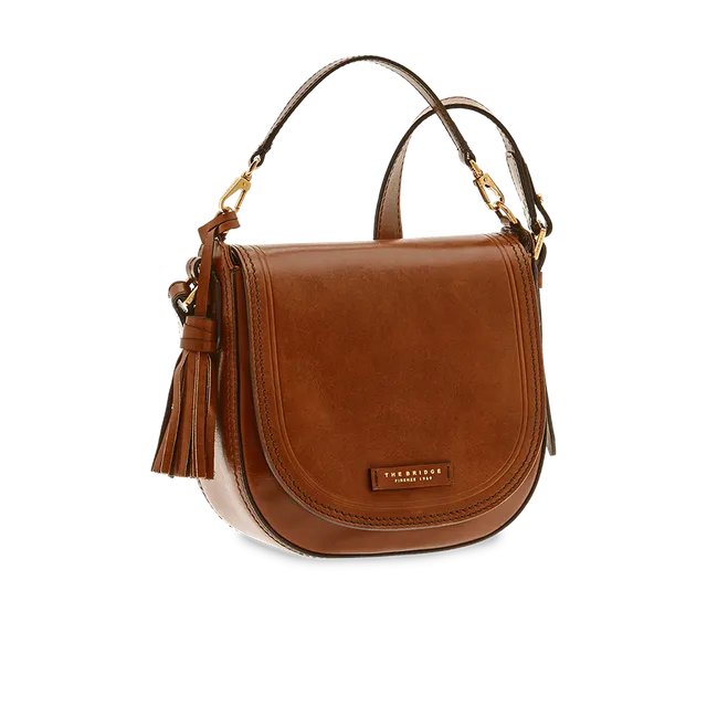 the-bridge-double-function-borsa-tracolla-pelle-marrone-oro-con-manico-removibil image 1