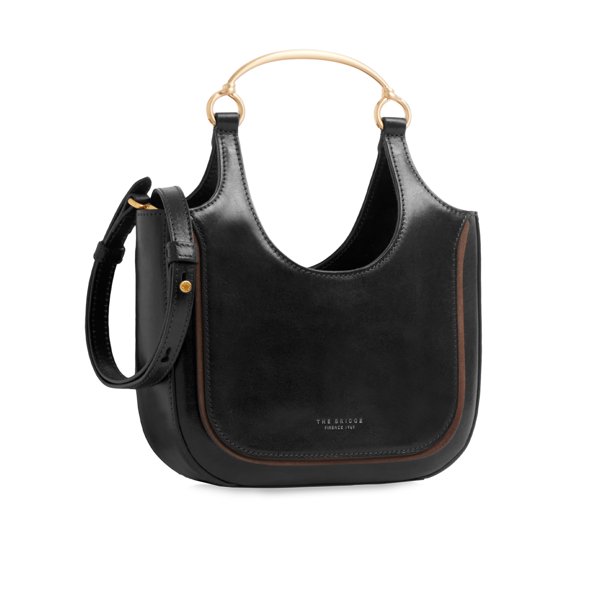the-bridge-luce-borsa-hobo-mini-in-pelle-nera-oro-con-manico-gioiello image 2