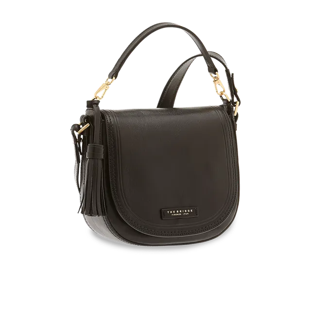 the-bridge-borsa-tracolla-pelle-con-manico-removibile-nero-oro image 1