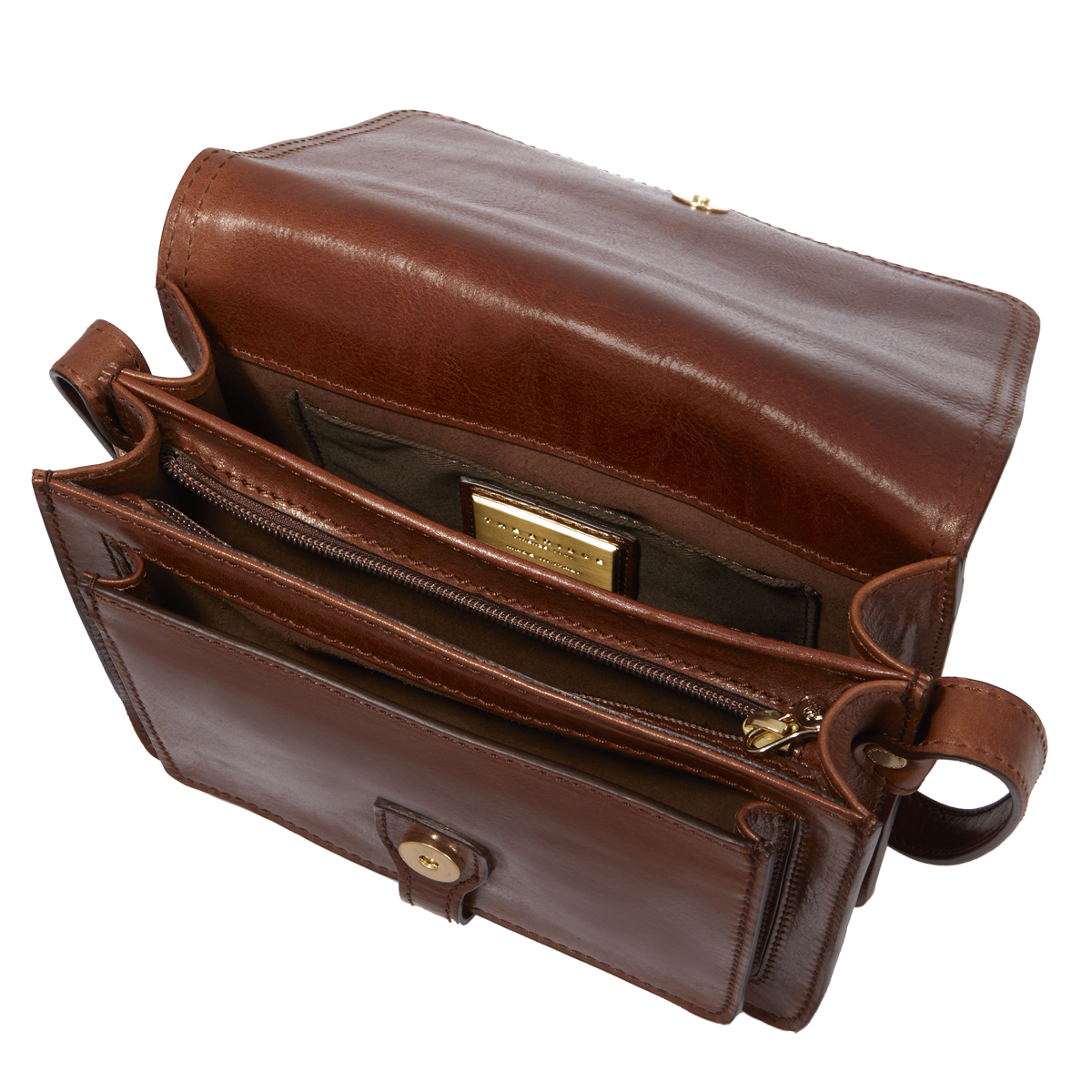 the-bridge-borsa-pelle-tracolla-a-scomparti-mini-marrone-oro-donna image 4