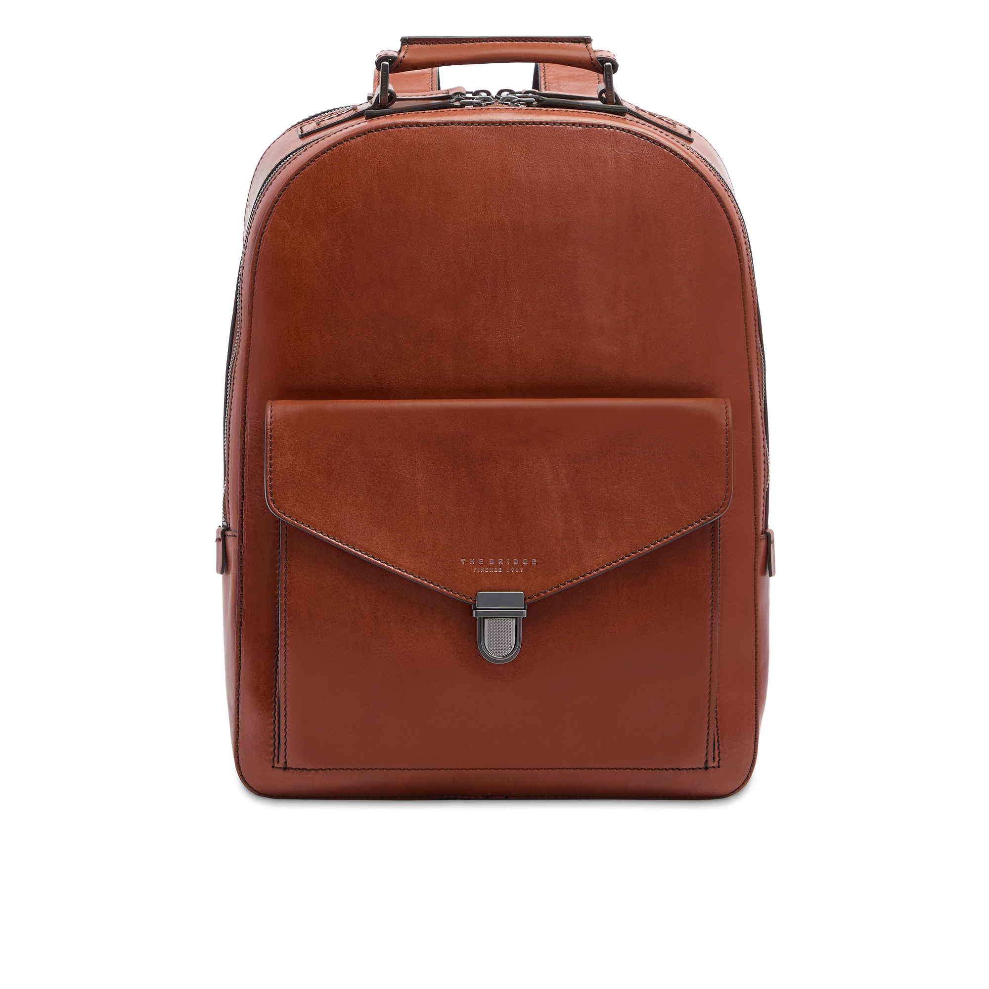 the-bridge-zaino-in-pelle-uomo-porta-pc-due-zip-marrone-rutenio-scuro image 1
