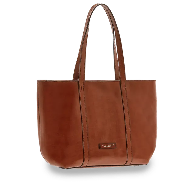 the-bridge-borsa-shopper-in-pelle-chiusa-con-zip-marrone-oro image 1