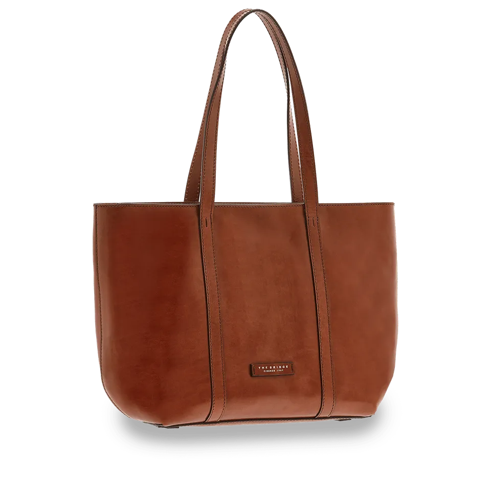 the-bridge-borsa-shopper-in-pelle-chiusa-con-zip-marrone-oro image 1