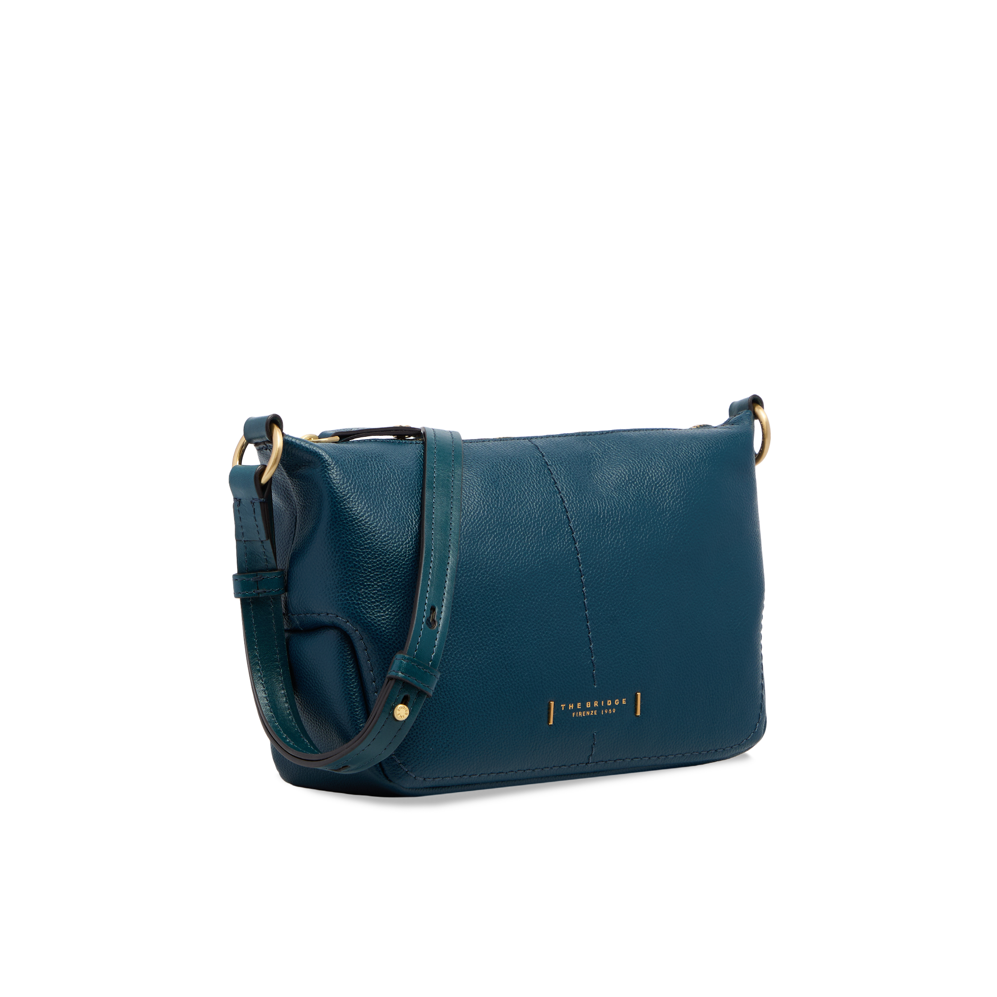 the-bridge-letizia-ss26-borsa-tracolla-pelle-stampata-pavone-oro image 2