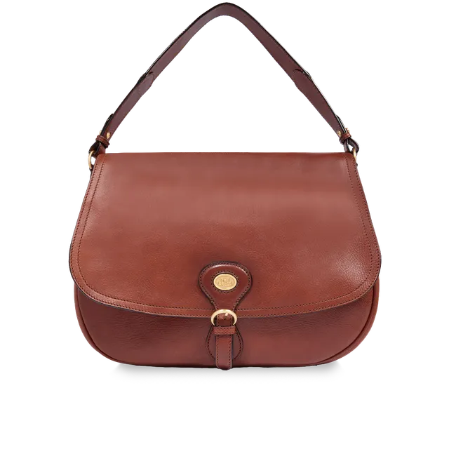the-bridge-isadora-borsa-a-spalla-in-pelle-grande-con-patta-frontale-marrone-oro image 1