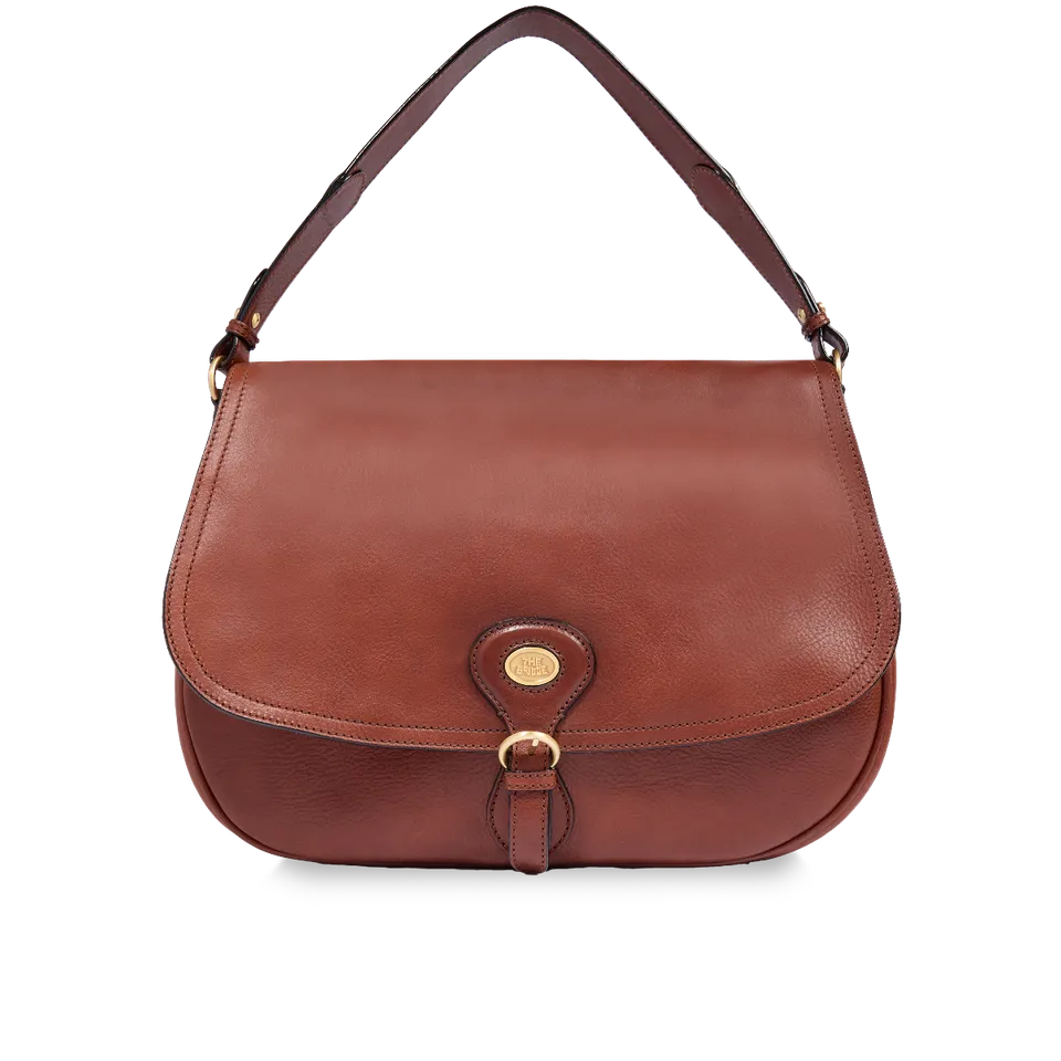 the-bridge-isadora-borsa-a-spalla-in-pelle-grande-con-patta-frontale-marrone-oro image 1