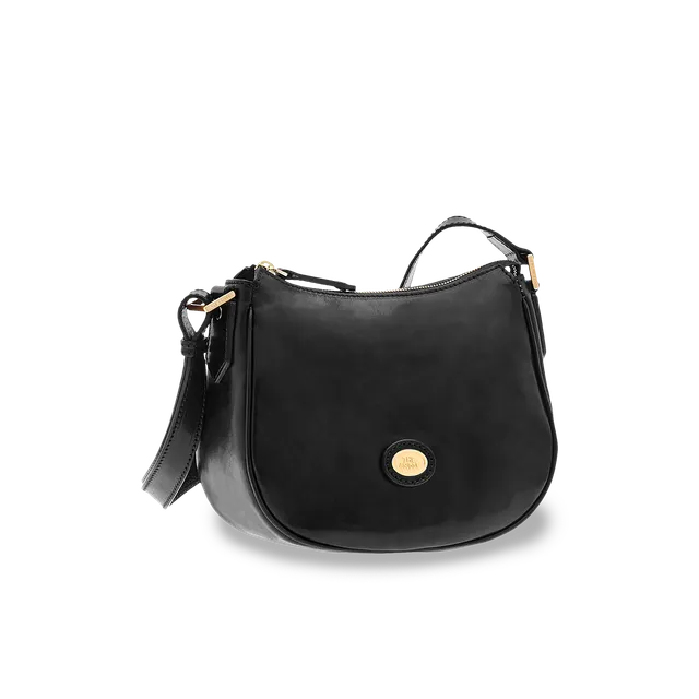 the-bridge-borsa-tracolla-in-pelle-con-chiusura-zip-nero-oro image 1