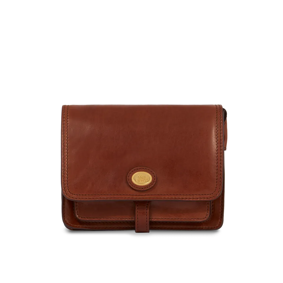 the-bridge-borsa-pelle-tracolla-a-scomparti-mini-marrone-oro-donna image 1