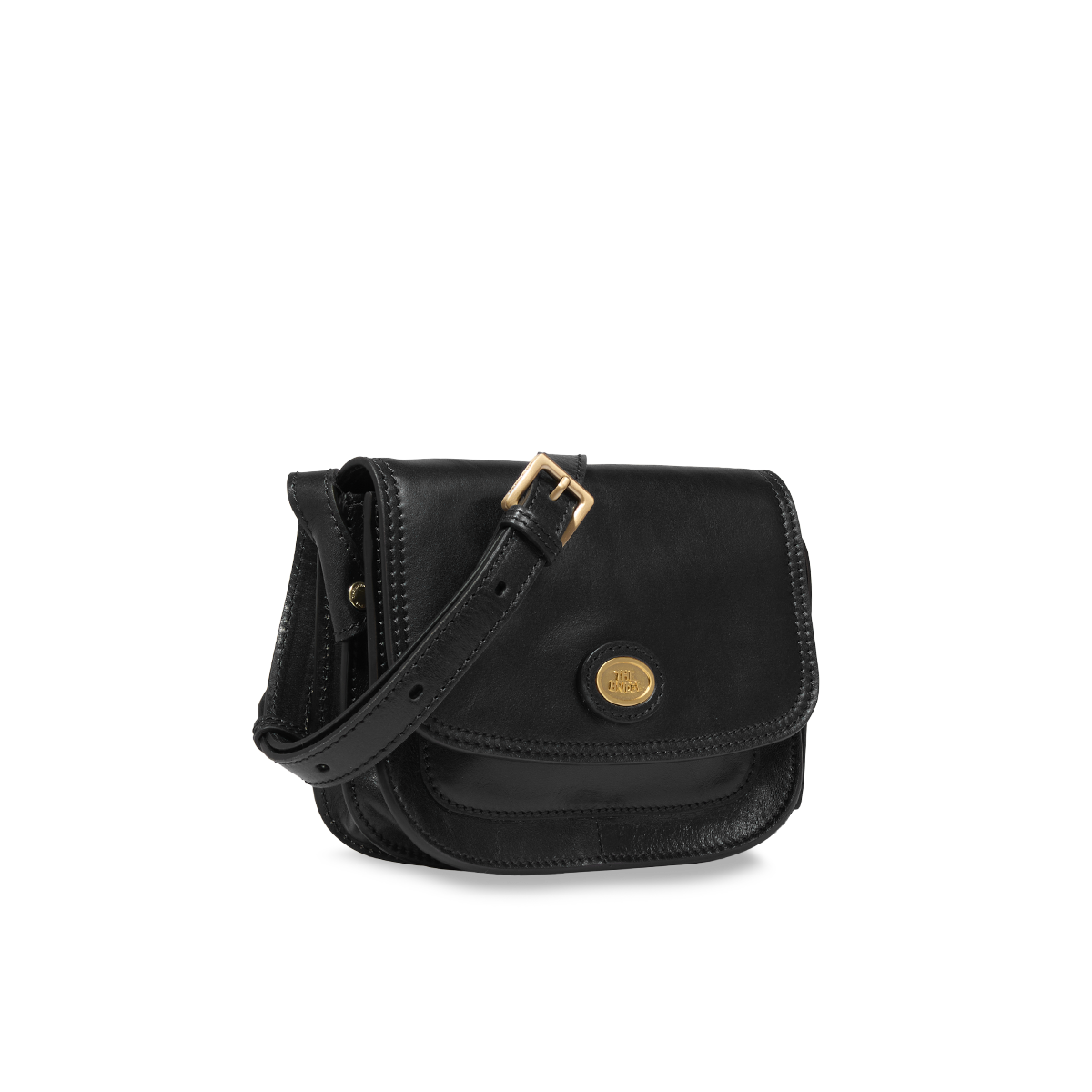 the-bridge-borsa-tracolla-pelle-a-scomparti-small-size-nero-oro-donna image 2