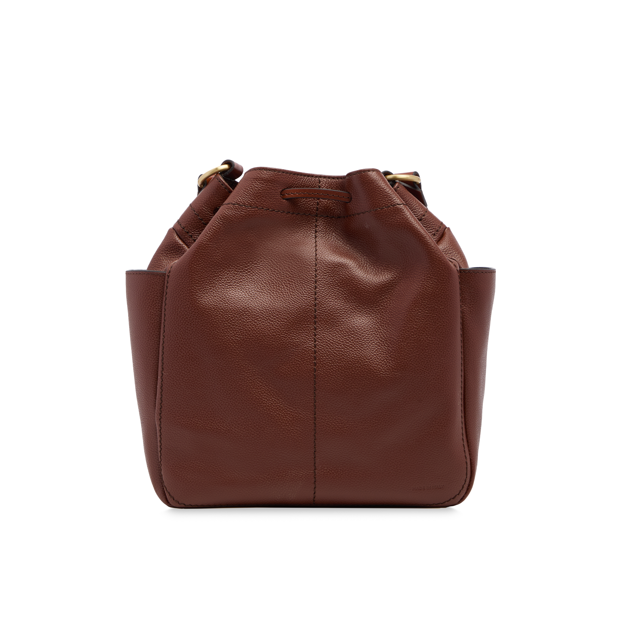 the-bridge-letizia-borsa-secchiello-in-pelle-con-tasche-laterali-marrone-oro image 3