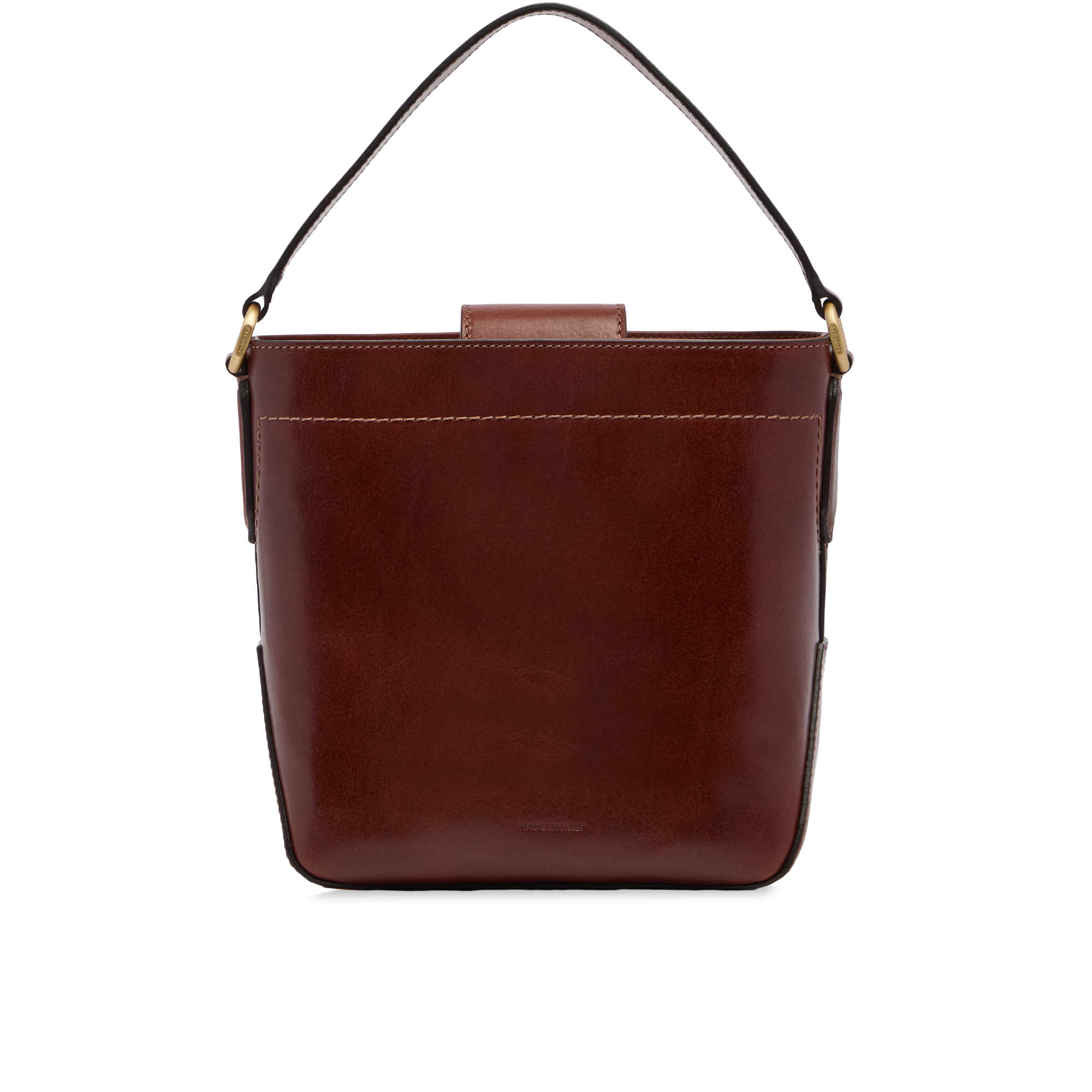 the-bridge-larissa-borsa-secchiello-in-pelle-marrone-oro-con-tracolla-e-manico image 3