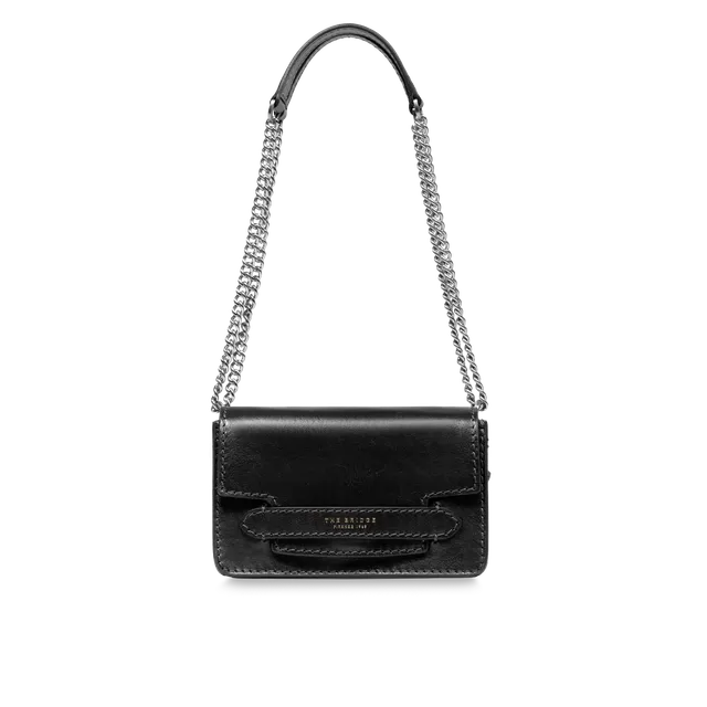 the-bridge-lucrezia-borsa-tracolla-in-pelle-nera-con-catena image 1