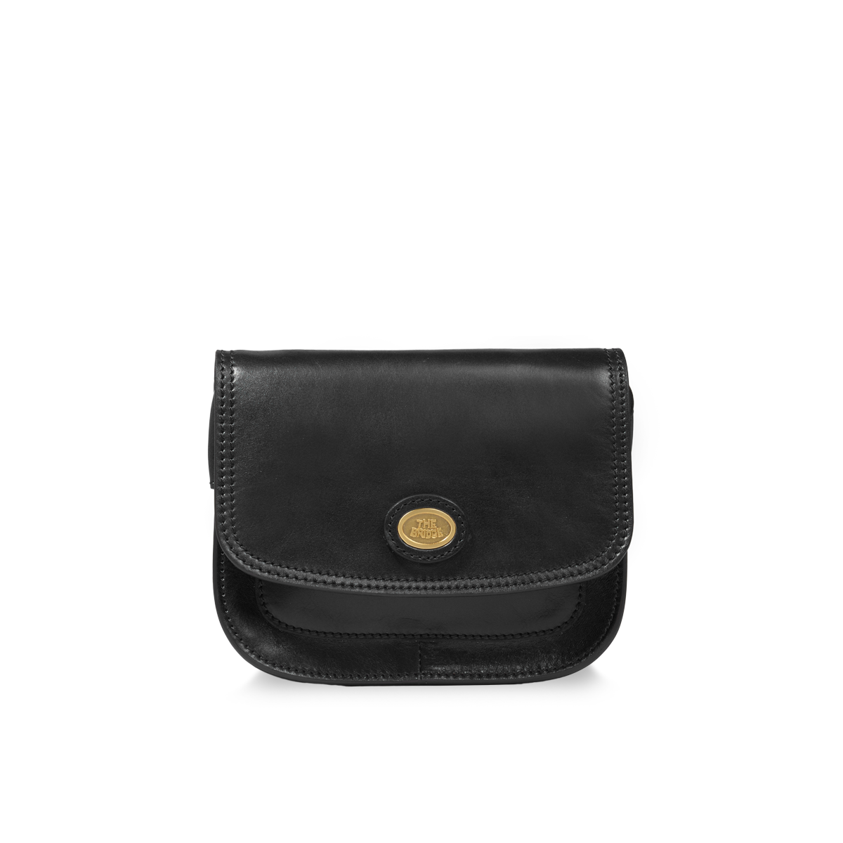 the-bridge-borsa-tracolla-pelle-a-scomparti-small-size-nero-oro-donna image 1