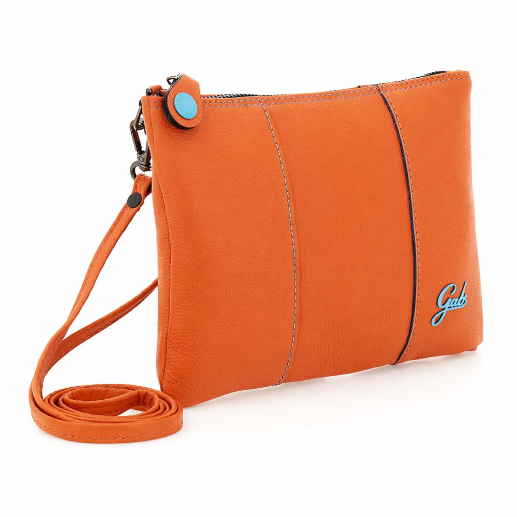 gabs-beyonce-m-basic-pochette-tracolla-in-pelle-orange-logo-azzurro image 4