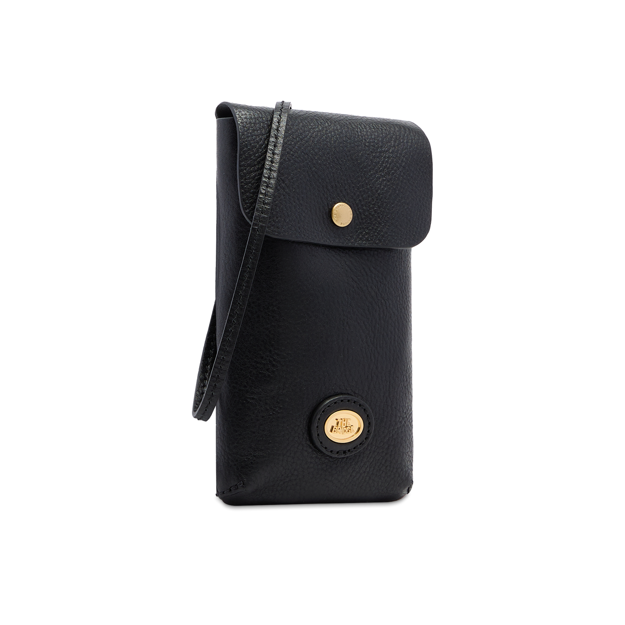the-bridge-custodia-telefono-in-pelle-con-tracolla-nero-oro image 2