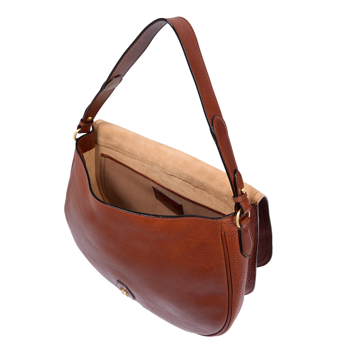 the-bridge-isadora-borsa-a-spalla-in-pelle-grande-con-patta-frontale-marrone-oro image 4
