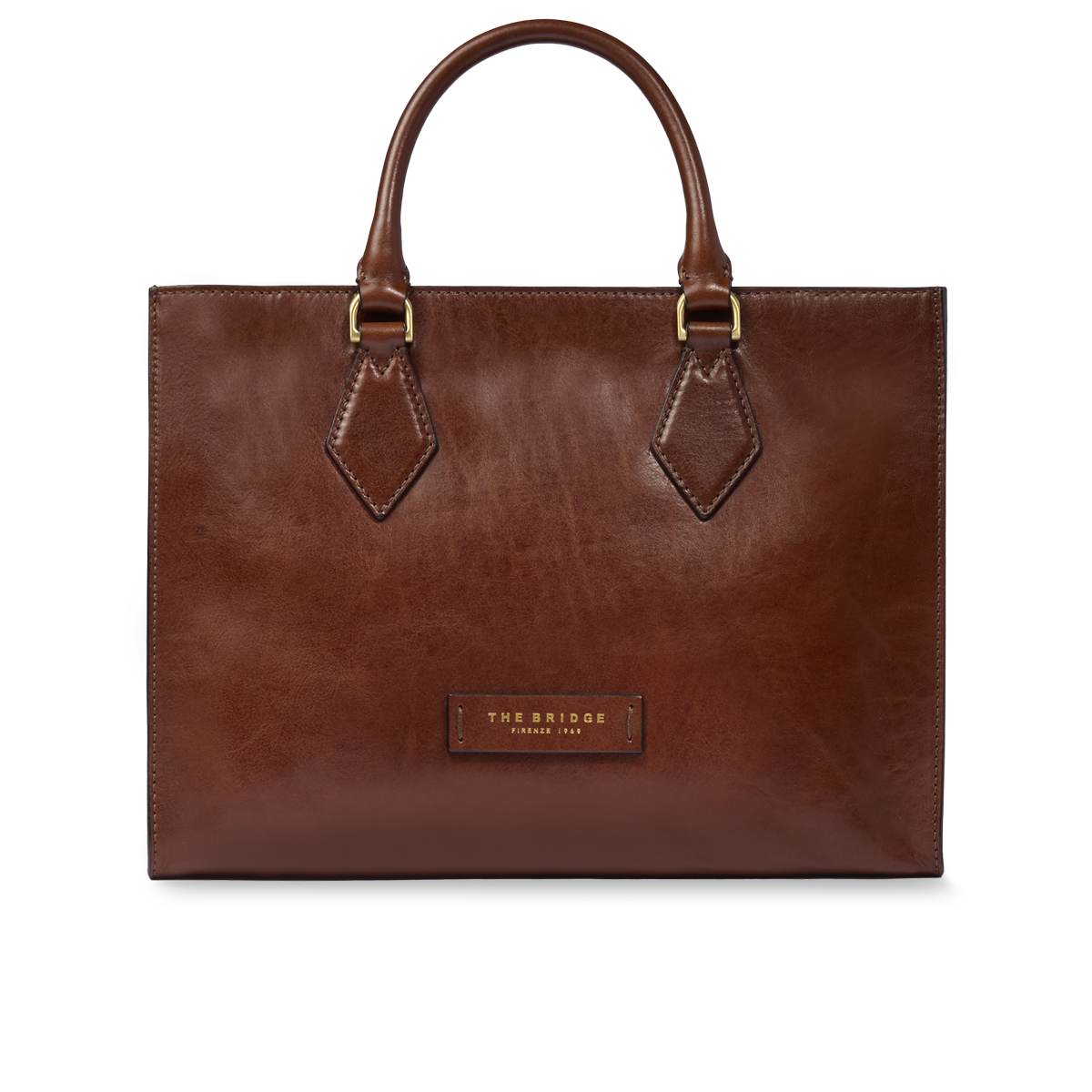 the-bridge-ida-borsa-a-mano-pelle-con-tracolla-removibile-marrone-oro image 1