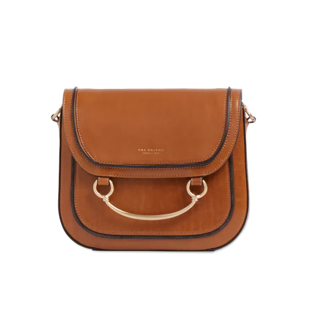 the-bridge-luce-borsa-in-pelle-donna-con-tracolla-cognac-oro image 1
