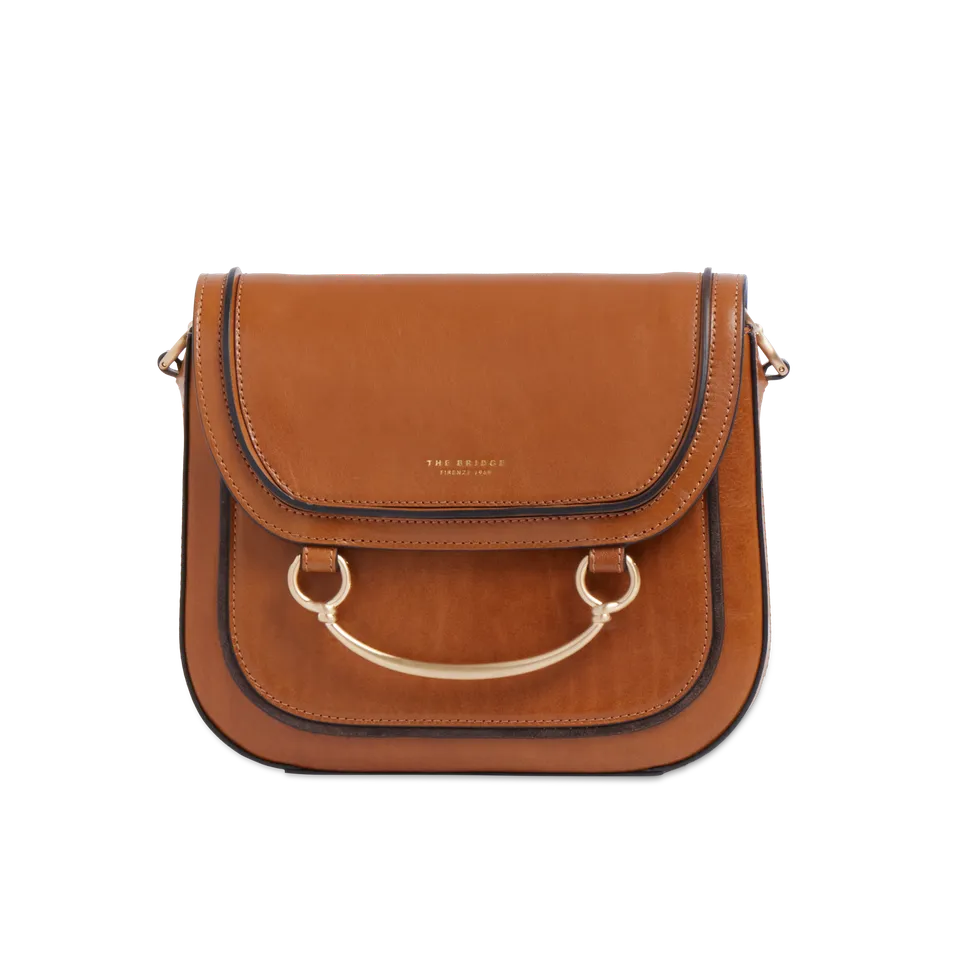 the-bridge-luce-borsa-in-pelle-donna-con-tracolla-cognac-oro image 1