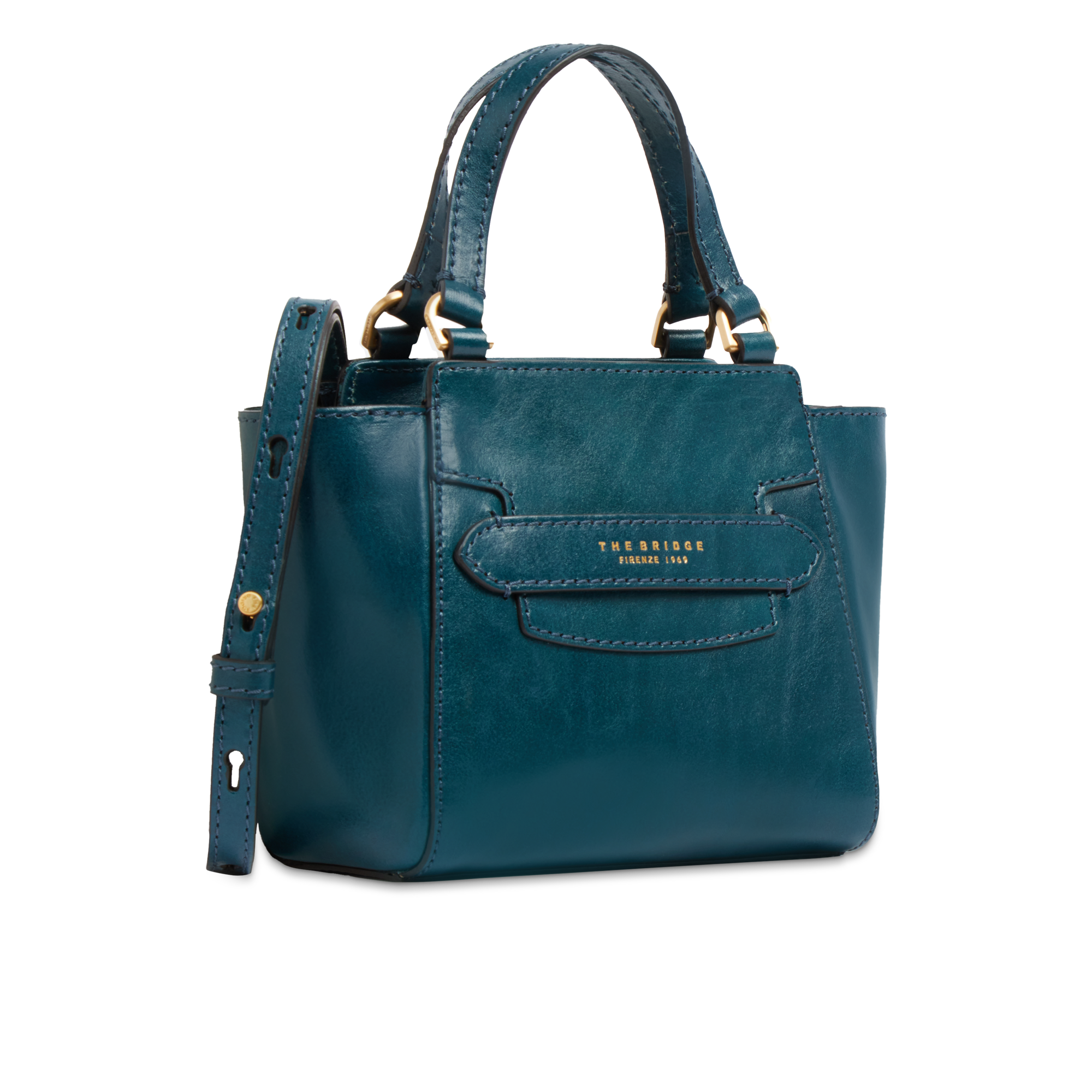 the-bridge-lucrezia-borsa-in-pelle-donna-con-tracolla-removibile-pavone-oro image 2