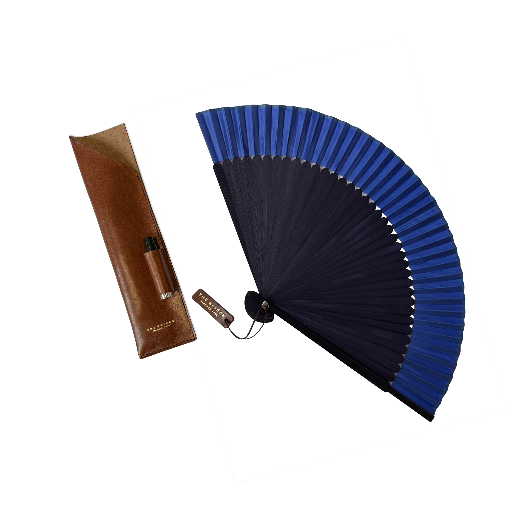 the-bridge-set-ventaglio-con-custodia-in-pelle-blu-oro image 1