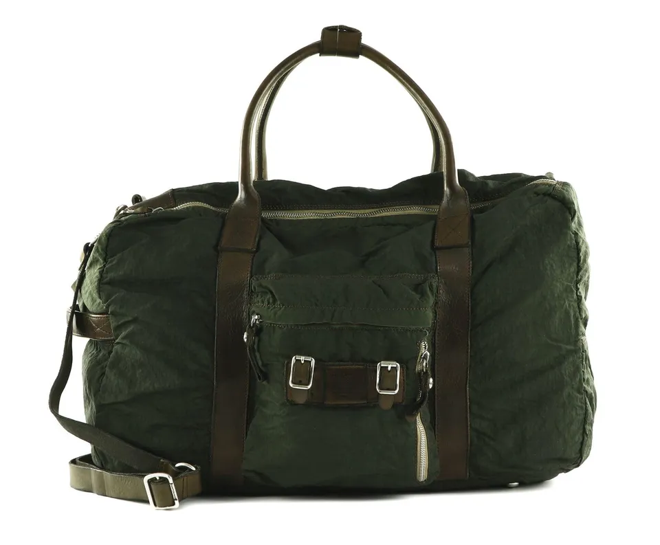 campomaggi-plutone-weekend-bag-verde-militare-borsone-viaggio-tela-e-pelle image 1