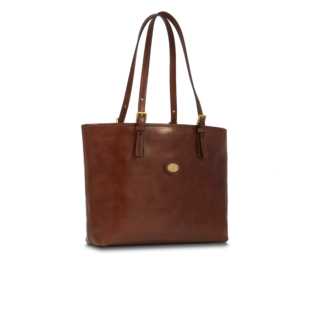 the-bridge-borsa-shopper-in-pelle-da-donna-con-zip-marrone-oro image 2