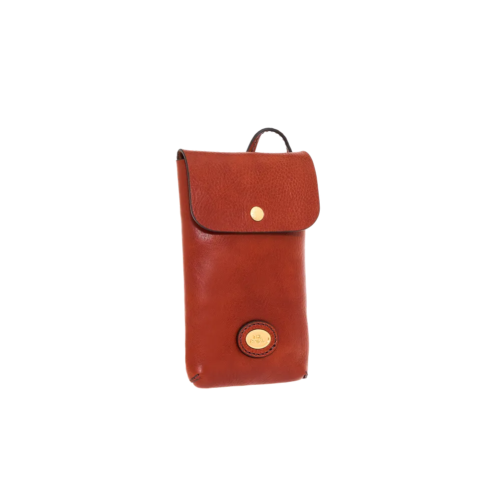the-bridge-custodia-telefono-in-pelle-con-tracolla-marrone-oro image 1