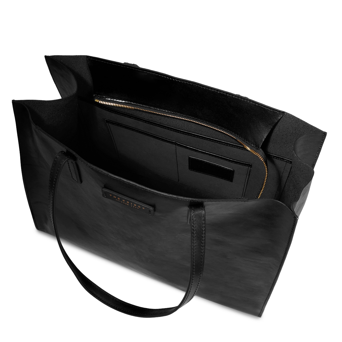 the-bridge-mirra-borsa-shopper-in-pelle-donna-nero-oro image 4