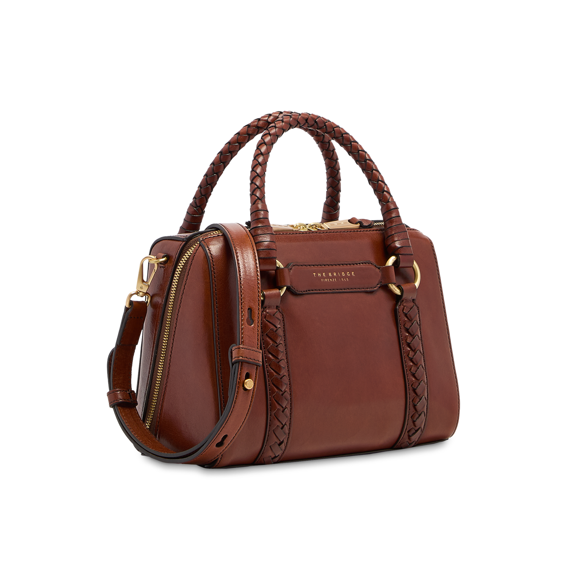 the-bridge-laura-wow-borsa-a-mano-in-pelle-marrone-oro-con-tracolla-removibile image 2