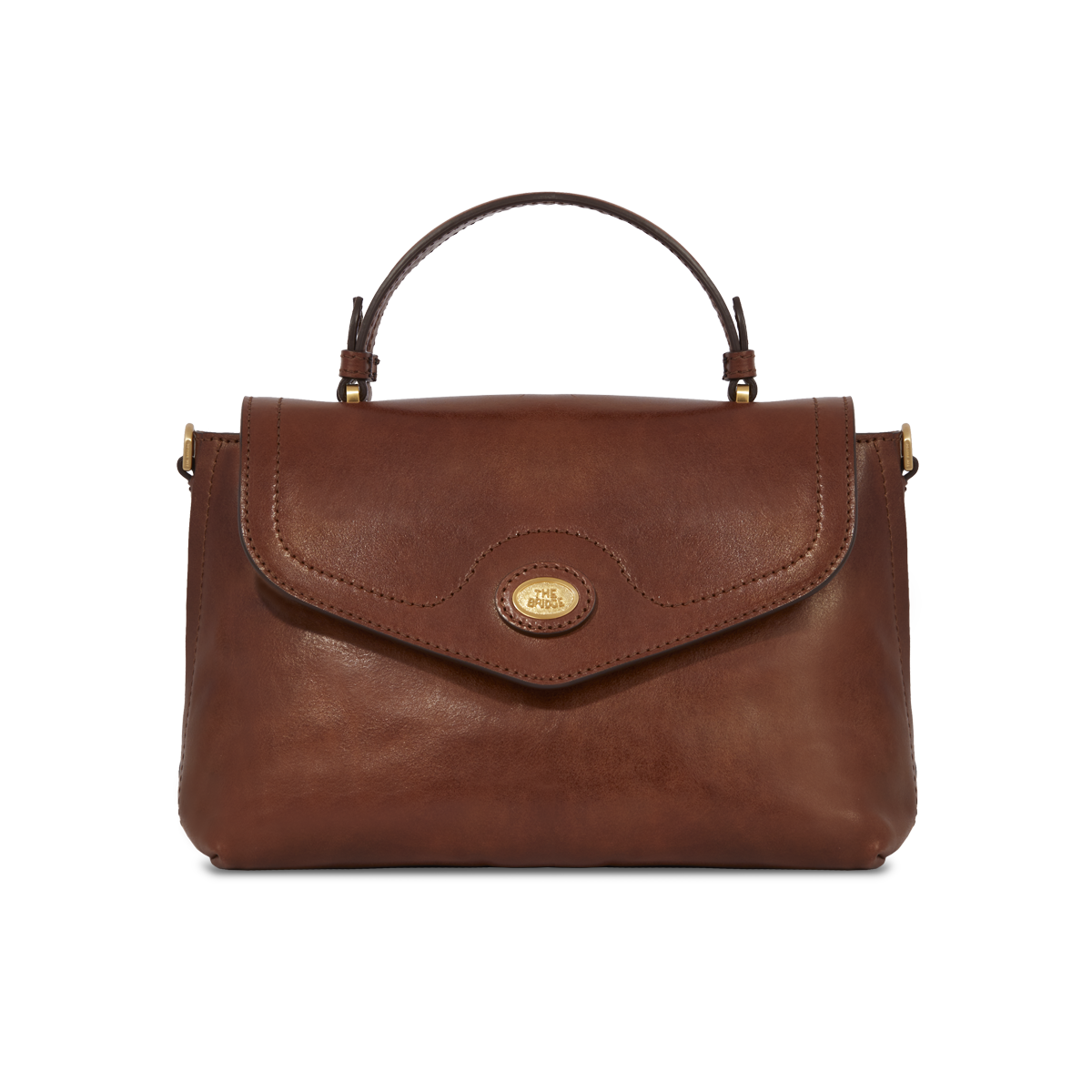 the-bridge-borsa-a-mano-in-pelle-marrone-con-oro-con-tracolla-removibile image 1